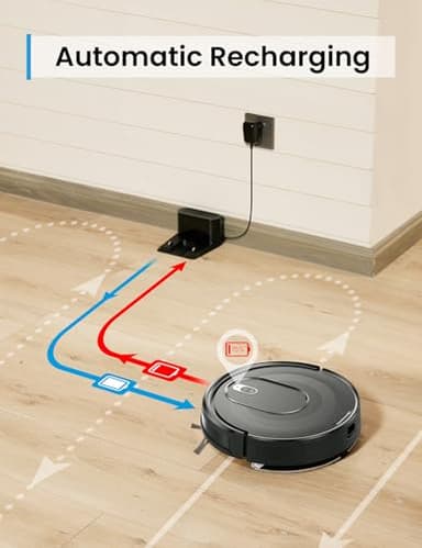 PSUK W7 Robot Vacuum and Mop Combo, 2 in 1 Mopping Robotic Vacuum Cleaner with Watertank and Dustbin, Self-Charging, Slim, Max 120mins Runtime for Hard Floor, Carpet Cleaning - Image 7
