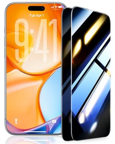 UltraGlass 9H+ Glass for iPhone 16 Pro Privacy Screen Protector [No.1 Military Grade Shatterproof & 100% Anti Spy] Privacy Screen 16 Pro Tempered Glass [Longest Durable] 2 Pack - Image 1