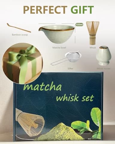Taruzil Matcha Whisk Set with Matcha Bowl, Matcha Bamboo Whisk, Scoop, Sifter, Matcha Whisk Holder Unique Gifts for Women Men Girl Friend Home Kitchen Decor Gifts for Christmas, Birthday,Halloween - Image 6
