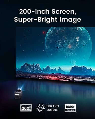 NEBULA Mars 3 Outdoor Portable Projector, 1000 ANSI Lumens, AI-Powered Image, Built-In Battery with 5 Hour Playtime, Android TV, 200 Inch Home Theater, for Backyard, Office and Business, and Camping - Image 2