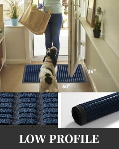 MontVoo-Door Mat Outside Entrance Outdoor Indoor Front Doormat for Entryway-Durable Rubber Backed Welcome Entry Mat Non Slip Dirt Trapper Absorbent-Blue 36’’x60’’ - Image 6