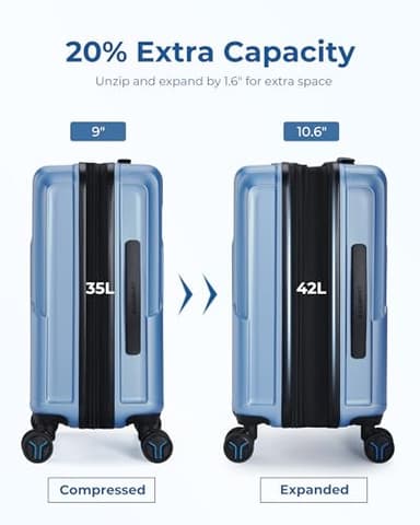 BAGSMART Carry On Luggage 22x14x9 Airline Approved, 1OO% PC Hardside Expandable Luggage with TSA Lock, 20 Inch Travel Suitcase with Spinner Wheels, Gray - Image 3