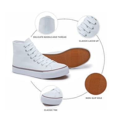 Iarus High Top Sneakers for Women White Canvas Comfortable Shoes for Women Walking Casual Sneakers Tennis Shoes(white08.5) - Image 2