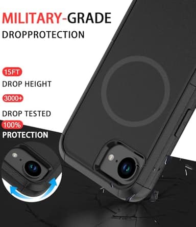 Diverbox for iPhone 16e Case [Compatible with MagSafe] [Shockproof] [Dropproof] [with Screen Protector ] Heavy Duty Protection Phone Case Cover for Apple iPhone 16e 2025 6.1 inch (Black) - Image 3