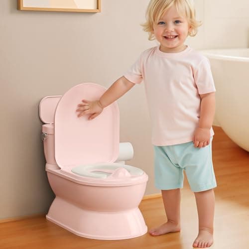 CheerTry 2-in-1 Toddler Potty Training Toilet - Larger Potty Chair & Detachable Training Seat for Boys & Girls Ages 1-3 with Flushing Sound, Wipes Storage, Toilet Paper Holder - Image 1