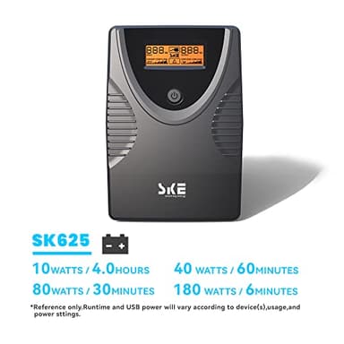 Ups Battery Backup and Surge Protector,Computer Uninterruptible Power Supply Units,Battery Backup Intelligent LCD,SKE Back UPS, Battery Backup for Computer 625VA/360W - Image 5