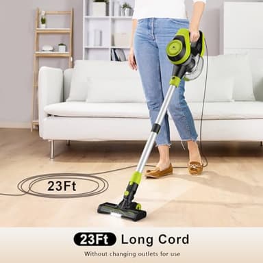 Intercleaner 23Ft Corded Vacuum Cleaner,20KPa Powerful Suction 2 Operation Mode Stick,19''-30'' Adjustable Tube 8-in-1 Handheld Vac for Hard Floors Carpets Pet Hair,Wall Mount Storage - Image 3