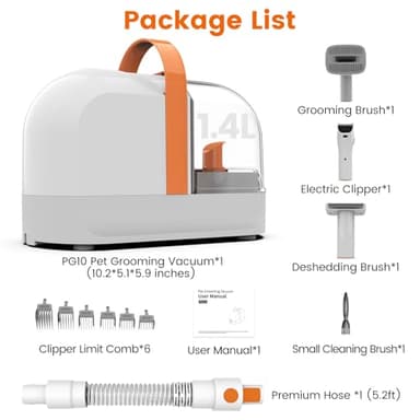 ubrobo Dog Grooming Vacuum, Dog Grooming Kit with Pet Clippers, 12,000Pa Pet Hair Vacuum for Dogs, Low Noise Home Cleaning Tool in 1, PG10 - Image 8