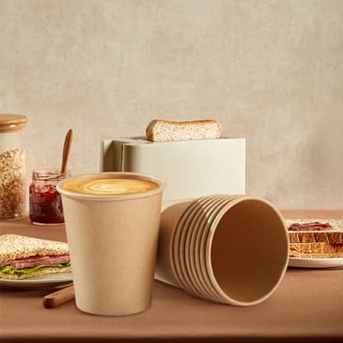 SIUQ 400 Pack 8 oz Kraft Paper Cups, Unbleached Disposable Paper Coffee Cups, Thickened Hot/Cold Beverage Drinking Cup for Party, Home, Cafes, Bistros, Businesses (Brown) - Image 6