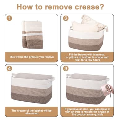 OIAHOMY Large Storage Basket, Cotton Rope Woven Blanket Basket, Toy Bin for Baby Room, Container for Blanket Storage in Living Room, 20''×16''×12'', Gradient Brown - Image 7