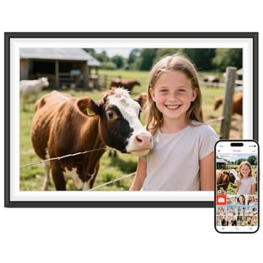 Frameo 10.1" Digital Picture Frame, Smart WiFi Digital Photo Frame with 1280x800 HD IPS Touch Screen 32GB Storage Auto-Rotate Wall Mounted, Share Photos/Videos from Phone Anywhere(Black&White) - Image 1