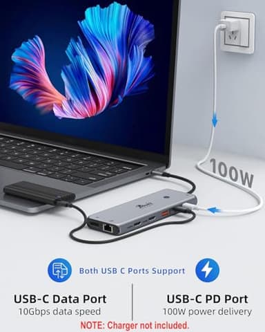 13 in 1 USB C Docking Station - Dual Monitor, Triple Display, 8 USB C/A Ports, Ethernet, Audio - LIONWEI USB C Hub for MacBook,Dell,HP,Lenovo,Surface - Image 5