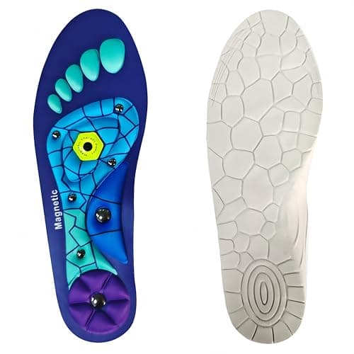 Magnetic Acupressure Insoles for Foot Comfort & Arch Support – Relieves Foot Fatigue, Includes Breathable Socks for All-Day Wear, Ideal for Work Boots, Sneakers, Walking & Standing (Blue, M/8-11) - Image 1