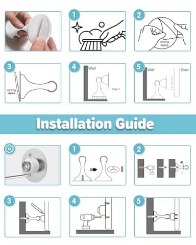 Door Stoppers Magnetic Door Catch - 6 Pack Stainless Steel Heavy Duty Door Stops for Bottom of Door, Wall & Floor Mounting No-Drill Strong Adhesive & Screws, Strong Door Holder to Keep Door Open,White - Image 5