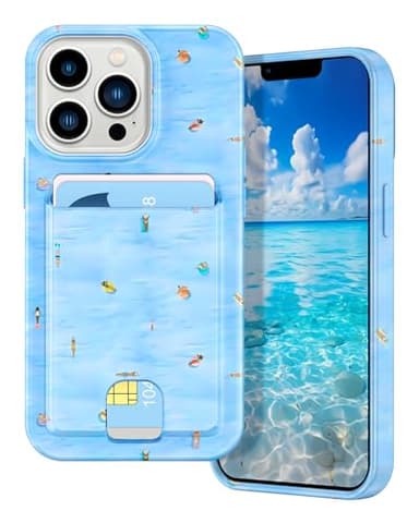Petocase for iPhone 13 Pro Wallet Case Card Holder Slot Slim Fit Flexible TPU Gel Rubber Soft Skin Silicone Protective Phone Case Cover for Apple iPhone 13 Pro 6.1inch-Blue Ocean - Image 1