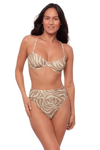 Sports Illustrated Women's X-Back Underwire Bikini Top, Wild Stripes/Sandstone, Small - Image 1