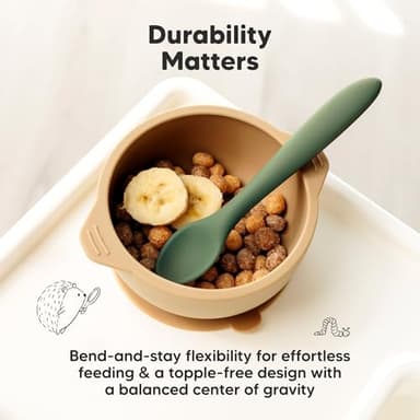 KeaBabies Silicone Baby Spoons, Self Feeding 6-12 months - 3-Pack Baby Weaning Eating Utensils, Toddler First Food Training Spoon, Infant, Kids Feeding Supplies Essential Set, Dishwasher-safe (Slate) - Image 7