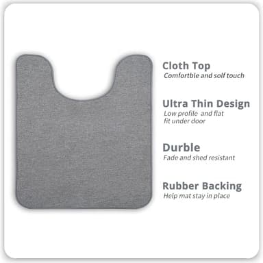 Bosap Toilet Rugs U Shaped Bathroom Rug,Machine Washable Non Slip Quick Dry Super Absorbent Ultra Thin Toilet Mats for Bathroom Toilet.Grey,1'8"x2'(20x24inch) - Image 2