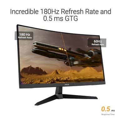 ASUS TUF Gaming 27” 1440P Curved HDR Gaming Monitor (VG27WQ3B) - QHD (2560 x 1440), 180Hz, 0.5ms, Extreme Low Motion Blur, FreeSync, 90% DCI-P3, DisplayWidget, 3 yr Warranty - Image 3