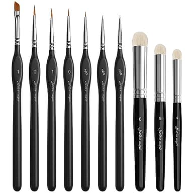 Golden Maple Miniature Paint Brushes Drybrush-10pcs Micro Detail Paint Brush Set, Small Fine Detail Brushes for Acrylic, Watercolors & Paint by Number, Figurine - Image 1