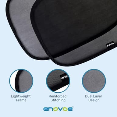 Enovoe Car Window Shades for Baby (2 Pack) - 21x14 Inches Sun Shade Blocker, Cling - Glare Shield and UV Rays Protection for Your Child - Side Windows Screens for SUV- Mesh Window Shades for car Baby - Image 5