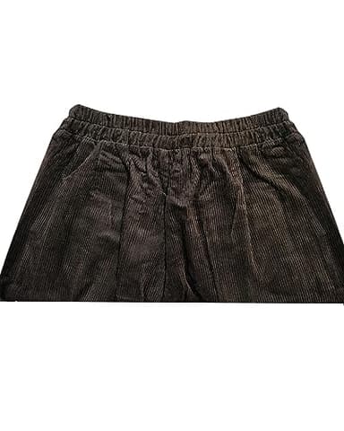 IXIMO Women's Cropped Corduroy Pants Casual Comfy Elastic Waist Cotton Trouser Front Pockets Brown XL - Image 3