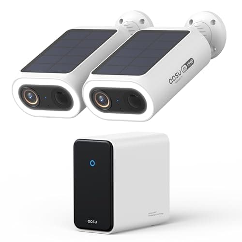 AOSU 4K Solar Security Cameras Wireless Outdoor, Expandable to 16TB (32GB Built-in) HomeCortex Home Security System, AI Face Recognition & Behavior Detection, 2-Cam Kit - Image 1
