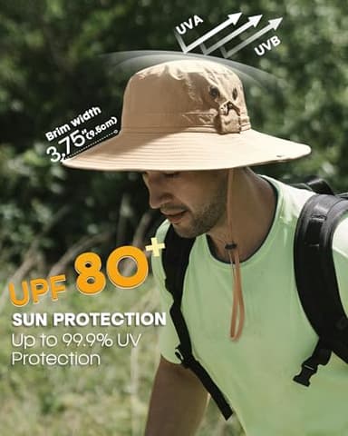 FURTALK Sun Hats for Men Fishing Hat UPF 80+ Foldable Wide Brim Outdoor Hiking Beach Summer Hats Khaki - Image 5