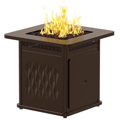 EAST OAK 28'' Propane Fire Pit Table, 50,000 BTU Steel Gas FirePit for Outdoor, Outside Patio Deck and Garden, CSA Certified Fire Table with Magnetic Lid, Cover-Storage Basket and Lava Rock , Brown - Image 10