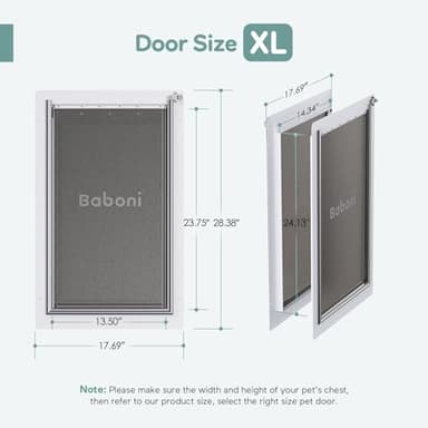 Baboni 3-Flaps Pet Door for Interior and Exterior Doors, Steel Frame and Telescoping Tunnel, Strong and Durable Dog Door(Pets Up to 220 Lb) -X-Large - Image 4