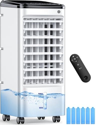 CENSTECH Evaporative Air Cooler, Swamp Cooler Air Conditioner w/ 12H Timer for Auto-off, 6 Upgraded Ice Packs, 3-Speed Windowless Air Conditioner, Smart Remote, Dual Tank Portable Air Cooler for Room - Image 1