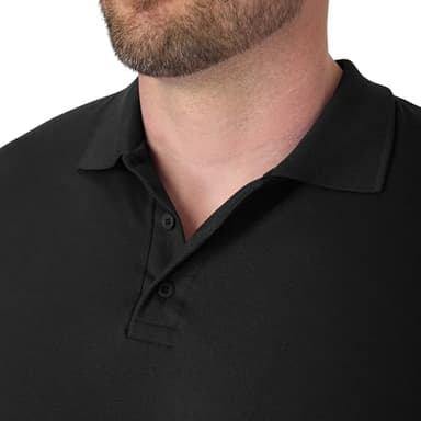 Hanes Mens Pique Short Sleeve Polo Shirt, Three-button Midweight For, Black, Medium US - Image 4