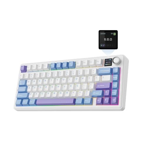 EPOMAKER X Aula F75 MAX Wireless Mechanical Keyboard with TFT Screen and Knob, Gasket Gaming Keyboard in 75% Layout, Hot Swappable, RGB Backlight, for PC/Mac/Linux (Blue&White&Purple) - Image 1