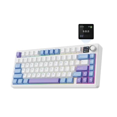EPOMAKER X Aula F75 MAX Wireless Mechanical Keyboard with TFT Screen and Knob, Gasket Gaming Keyboard in 75% Layout, Hot Swappable, RGB Backlight, for PC/Mac/Linux (Blue&White&Purple) - Image 1