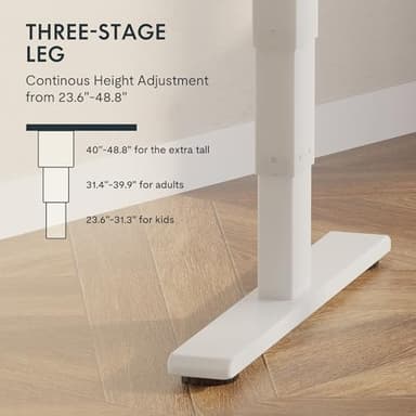 FLEXISPOT E6 Essential Bamboo 3 Stages Dual Motor 72x30 Inch Electric Height Adjustable Standing Whole-Piece Board Desk Sit Stand Up Desk (White Frame + Bamboo Curved Desktop) - Image 3
