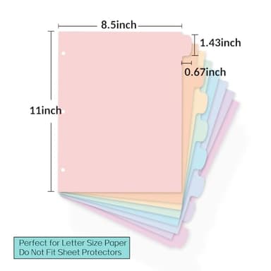 Sooez 8 Tabs Long-Lasting Plastic Write & Erase Large Tabs Dividers for 3 Ring Binder, Aesthetic Cute Pastels Binder Dividers for Student, Teacher, Office, Home Organizers, 1 Set, Pastels Color - Image 8