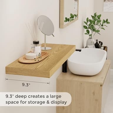 Fun Memories 24 Inch Floating Shelves for Wall, 9.3 Deep Wall Shelves for Home Decor & Storage, 24x9.3x1.5 Large Wooden Shelf with Heavy-Duty Bracket, Deep Shelf for Kitchen, Living Room, Oak Color - Image 4