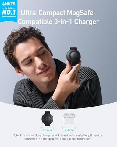 Anker MagSafe Compatible MagGo UFO 3-in-1 Charger, iPhone 17 Wireless Charging Station, 15W Qi2 Certified, Foldable Travel Charging Pad, for iPhone 17/16/15/14, AirPods, Apple Watch (Not a Power Bank) - Image 2