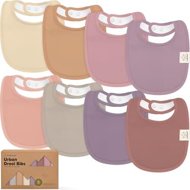 8-Pack Organic Baby Bibs for Boys, Girls - Soft Cotton Drooling and Teething Bibs for Baby Girl & Boy, Extra Absorbent, Easy to Clean & Put On for Toddler, Newborn, Infant 0-24 Months (Mauve) - Image 1
