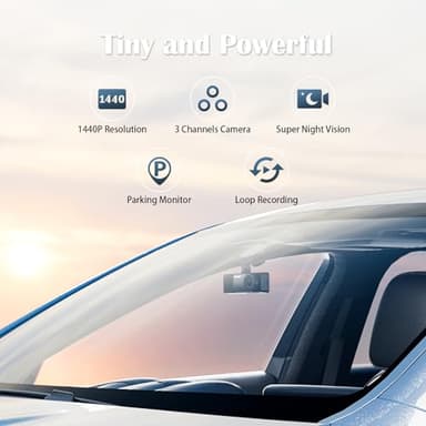 3 Channel Dash Cam Front and Rear Inside, Free 64G SD Card, Triple Dash Camera for Cars, 2.5K UHD Vital Dash Cam, 3.18" IPS Large Screen, IR Night Vision, 24/7 Recording Parking Mode Monitor（Black） - Image 7