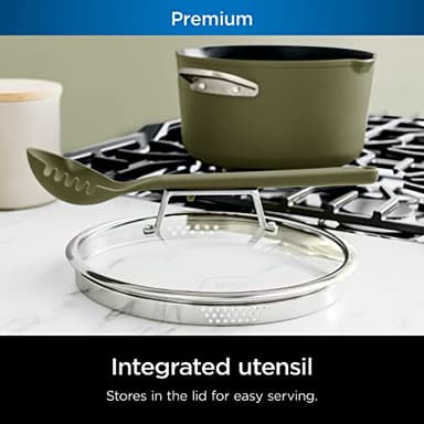 Ninja CW202GN Foodi NeverStick PossiblePot, Premium Set with 7-Quart Capacity Pot, Roasting Rack, Glass Lid & Integrated Spoon, Nonstick, Durable & Oven Safe to 500°F, Olive Green - Image 10