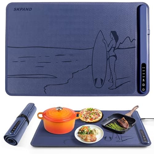 Silicone Electric Warming Mat for Food 3-Temperature,Food Warmer for Buffet Parties, Restaurants & Dinner, Easy-to-Clean Heating Tray to Keep Meals Warm 15.7”x23.6”(surfing&blue) - Image 1