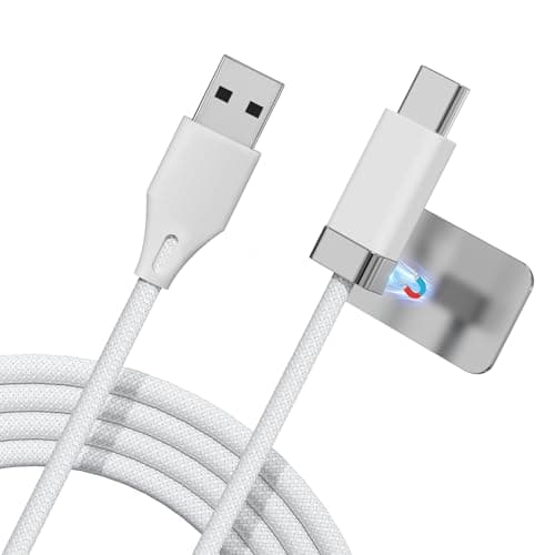StayCable 3.3FT USB A to USB C Cable with Built-in Magnetic Holder for Nightstand, Desk and Car, 3A Fast Charging Anti-Drop Cord with 2 Adhesive Metal Plates, Braid Type-C Data Cable for iPhone 17 - Image 1