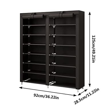 MOYIPIN Shoe Rack Storage Organizer, Double Row Portable Nonwoven Fabric Cover Shoe Rack Holds up to 28 Pairs 36.2 x 11.2 x49.2 Inches Black - Image 3