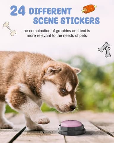 Dog Buttons for Communication, 8 Pcs Dog Talking Button Set, 30s Recordable Voice Pet Buzzer Training Buttons, Speaking Button for Dogs with Waterproof Anti-Slip Dog Button Mat and 48 Scene Stickers - Image 3