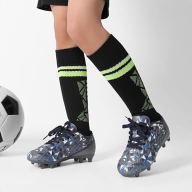 DREAM PAIRS Boys Girls Soccer Cleats Youth Firm Groud Athletic Outdoor Trainning Football Shoes with Soccer Socks,Size 9.5 Toddler,Dark/Grey/Royal/Blue,HZ19003K-ACC - Image 5