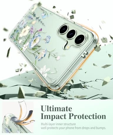 GVIEWIN for Samsung Galaxy S25 Plus Case with Screen Protector & Camera Lens Protector, [Non Yellowing] Clear Floral Hard Shockproof Bumper Women Phone Case for S25 Plus 6.7" (Aquilegia/White) - Image 4
