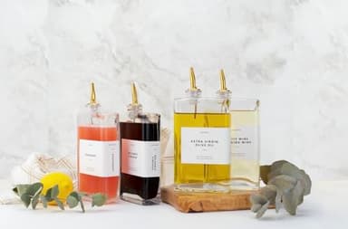 Molimoli Olive Oil Dispenser Bottle for Kitchen, Automatic Pourer, Glass Thin Bottle Dispenser for Kitchen, Olive Oil Cruet, | Set of 2 - Gold - Image 5