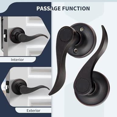 LOQRON Wave Style Door Lever, 10 Pack Wholesale Passage Door Handle Without Key and Lock, Oil Rubbed Bronze Keyless Interior Lever Reversible for Left/Right Handed for Hallway and Closet - Image 5