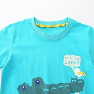 Baby Toddler Boy Clothes Dinosaur Easter Outfits Summer Cotton Short Sleeve Tshirt Tee and Shorts Clothing Set Light Blue 2t - Image 3